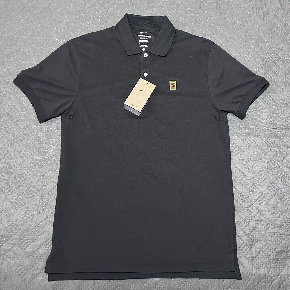 Nike Men's DRI-FIT Tennis Court Heritage "The Nike Polo" Black M DA4379-010 NEW